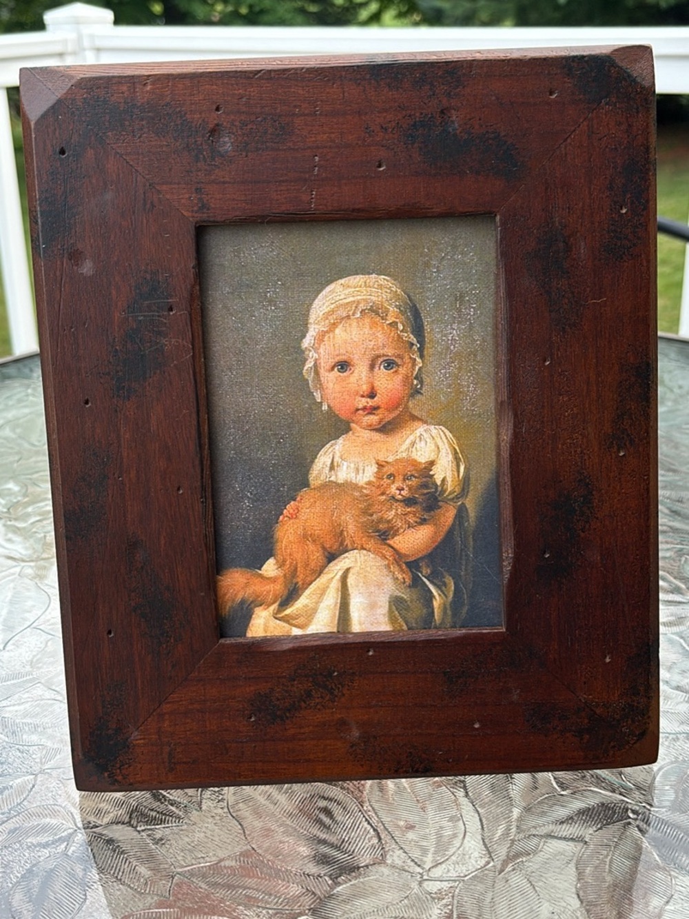 Primitive Style Folk Art Girl with Cat